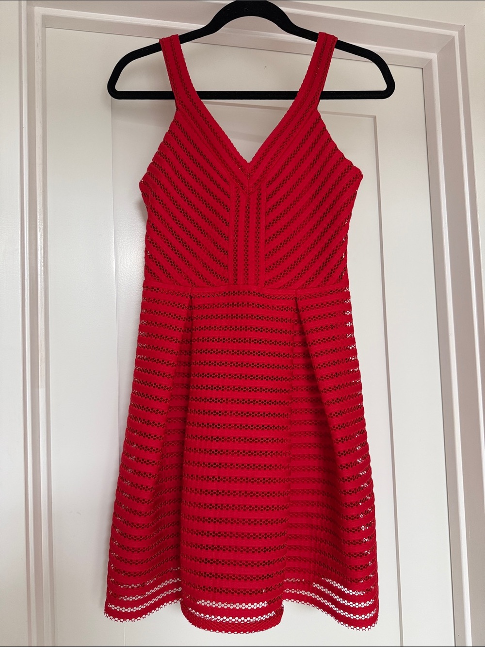 Express Red V-Neck Fit-and-Flare Mini Dress